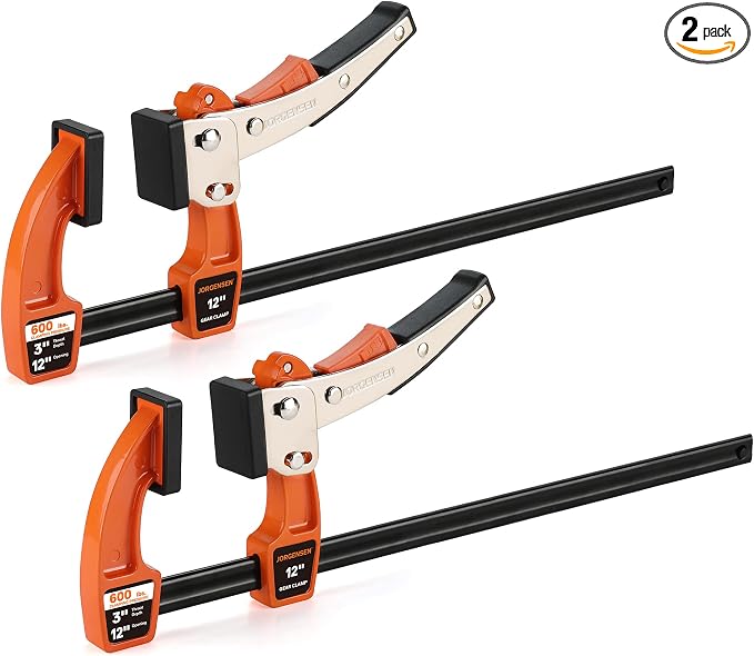 Jorgensen 12-Inch Bar Clamp Set, Ratcheting Bar Clamps, 2 Pack