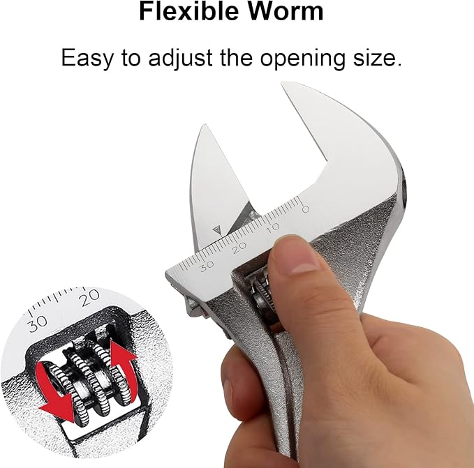 Jetech 8-Inch Adjustable Wrench - Professional Spanner Cr-V Steel Shifter Spanner with Metric Scale Wide Caliber Opening, for Home, Garage, Workshop and DIY