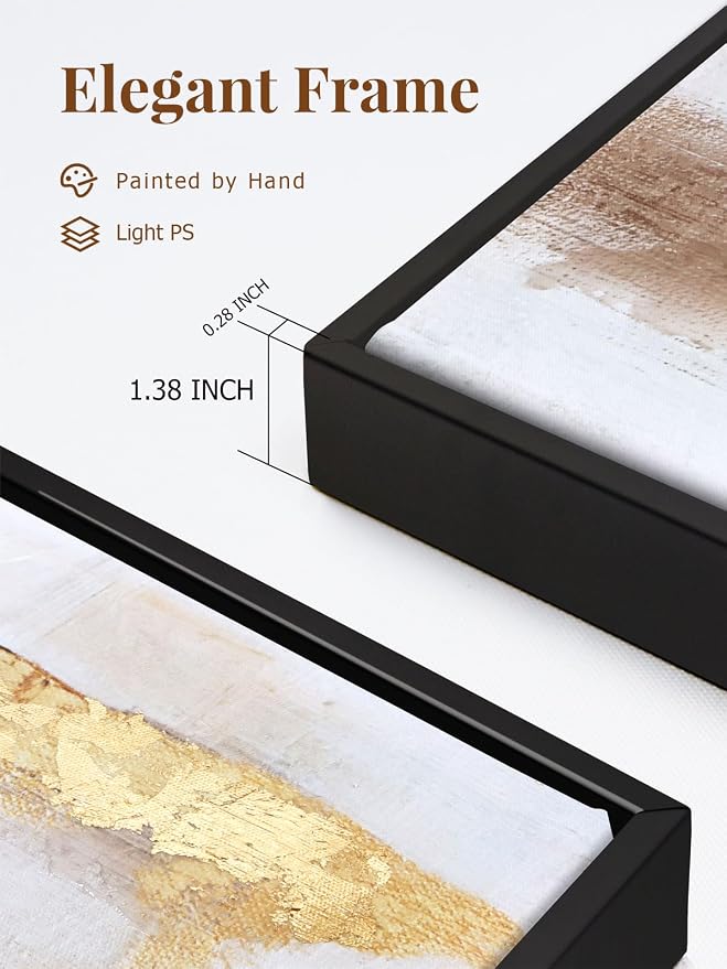 3-Piece Black & Gold Abstract Wall Art - Modern Textured Canvas Prints with Hand-Applied Brush Strokes, Large Wall Decor for Living Room, Bedroom, or Office, 2 x 12 x 36 and 1 x 24 x 36 Inches