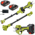 2-in-1 Pole Pruning Shears,1" Cutting Diameter Cordless Electric Pole Pruners - Brushless Motor, 2 * 4.0Ah Batteries, Branches Cutter for Tree & Flower(Fast Charger Included), Green