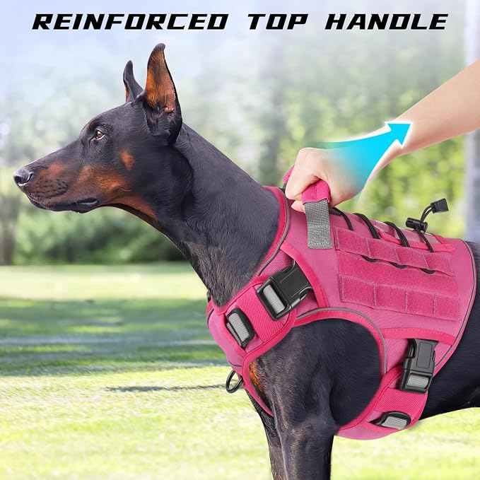 WINGOIN Pink Tactical Dog Harness for Medium Size Dogs,No Pull Dog Harness | Heavy Duty with Handle,Adjustable Reflective,Military K9 Pet Vest,for Pitbull Female Male,for Walking Training Hiking Running