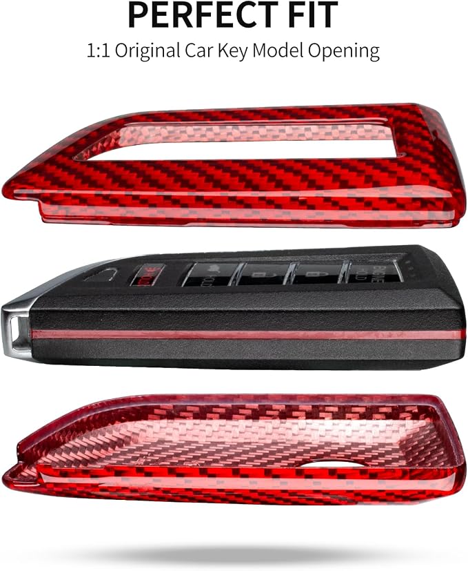 T-carbon Key Fob Cover Fits Acura MDX 2025 5 Buttons Smart Remote Keyless Accessories,Real Glass Fiber Key Fob Case Cover Protector Compatible with Acura RDX RLX NSX ILX TLX TLX-L CDX 2023-2024 Red