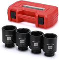 MIXPOWER 1/2-Inch Drive Deep Impact Socket Set, Inch, Cr-Mo, 6 Point, 1-13/16",1-7/8", 1-15/16", 2", 4-Pieces 1/2" Dr. Spindle Axle Nut Impact Socket Set, Impact Grade