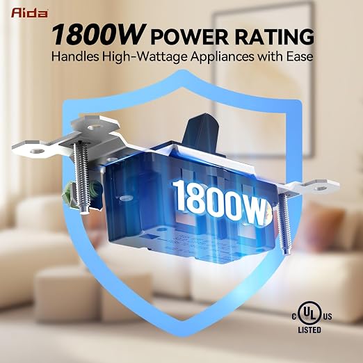 AIDA 20 Pack Single Pole Toggle Light Switch, 15 Amp, 120 Volt, Toggle Framed AC Quiet Switch, in Wall On/Off Switch Replacement, Self-Grounding, Residential and Commercial Grade, UL,Glossy Black
