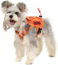 OneTigris Tactical Dog Harness Vest No-Pull Service Dog Vest for Small Dogs | 1000D Pullable Nylon, with Control Handle and Hook & Loop Panels, Easy On & Off, Adjustable for Walking Training Orange XXS