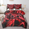 Erosebridal Gaming Bed in a Bag King Size Comforter Set 7 Pieces, Gamer Bedding Sets Retro Game Console Comforter and Sheet Set, Red Lightning Room Decor,Kids Bedroom Decor