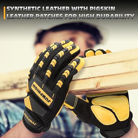 Impact Work Gloves, Mens Working Gloves with Secure Fit, Heavy Duty Mechanic Gloves with Impact Protection and Vibration Reduction, High Dexterity, Touchscreen Capable (XL)