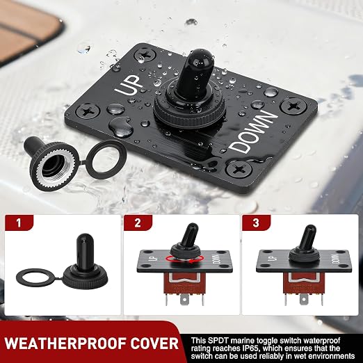 Nilight Heavy Duty Momentary Toggle Switch Waterproof 3 Pin 3 Position (ON)-Off-(ON) SPDT 12V DC 30A with Up-Down Mounting Panel and Weatherproof Cap Cover for Auto Car Marine Boat Automotive