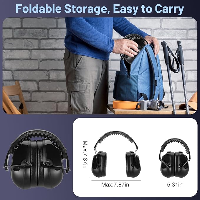 Floriogra 3 Pack Noise Reduction Ear Protection, Hearing Protection Ear muffs SNR 34dB Noise Cancelling Headphones for Adults Kids Autism, Sound Proof Earmuffs for Mowing/Construction/Work