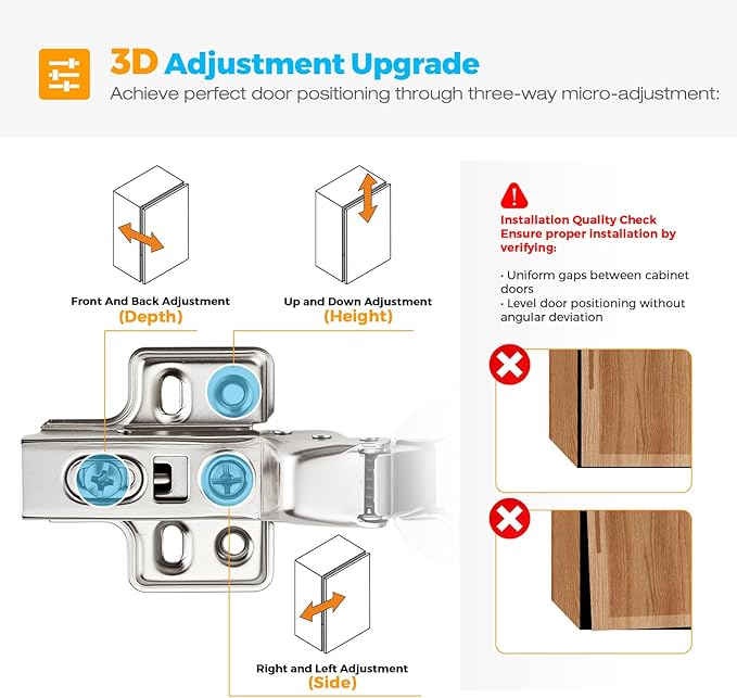 HOME EDIT 30 Pairs 60 Pack European Insert Soft Close Cabinet Hinges Concealed Kitchen Cabinet Hinges Heavy-Duty Frameless Adjustable for Cupboard Hardware