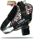 Personalized Dog Harness with Custom Name Patches, Adjustable Reflective No Choke Dog Vest with Handle for XXL Dog, USA, 2XL