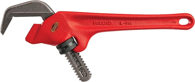 RIDGID 31305 Model E-110 9.5" Offset Hex Jaw Pipe Wrench, Red, Made in The USA