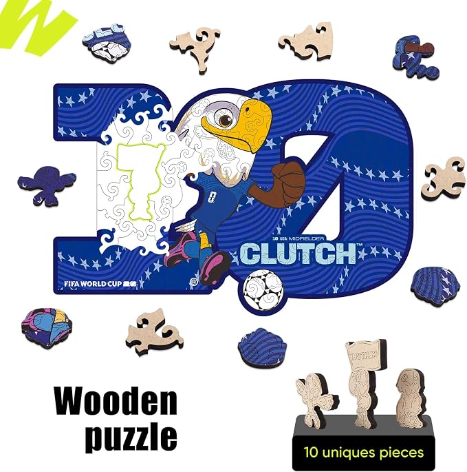 WOODLUX FIFA 2026 World Cup USA Mascot The Bald Eagle 150 Pieces Wooden Puzzles for Kids & Adults, Irregular Shape Jigsaw Puzzle, 5MM Thick, Officially Licensed Product