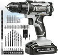 Cordless Drill Set,20V Drill Driver with Battery and Charger,3/8-Inch Keyless Chuck, Variable Speed,with Drills Bits Set,Gray