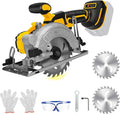 5 Inch Cordless Circular Saw for Dewalt 20V Battery (No Battery), Power Wood Saw with Brushless Motor, 0-45° Cutting Bevel, Max Cutting Depth 1.6"(90°), 1.28"(45°), Idea for Wood, Plastic, Soft Metal