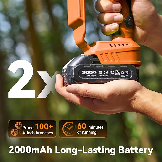 Mini Chainsaw Cordless, 8 Inch & 6 Inch Electric Chainsaw Battery Powered, 1000W Brushless Handheld Power Chain Saw with 2 Batteries, Small Tree Saw for Branch Trimming Wood Cutting