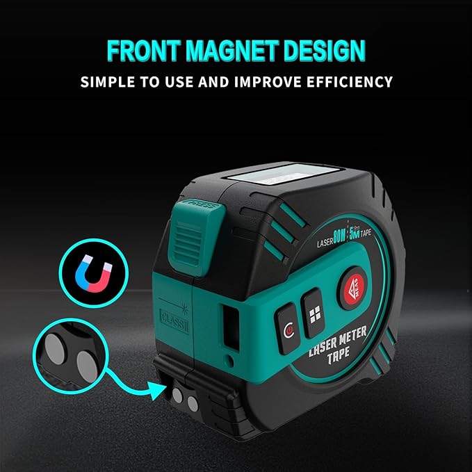2-in-1 Laser Tape Measure 262ft Rechargeable Digital Tape Measure with Laser 16Ft Construction Measuring Tape for Woodworking and DIY, Pythagorean, Area, Volume, Ft/Ft+in/in/M Unit Magnetic Hook