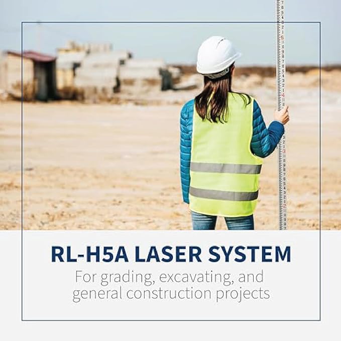 Topcon RL-H5A Laser Transit Leveler Kit - LS-80X Rotary Laser Receiver with Rod Bracket - 36-60in Precision Level 360 Laser Tripod - 13ft Fiber Rod Level Tool with Tenth Increments for Construction