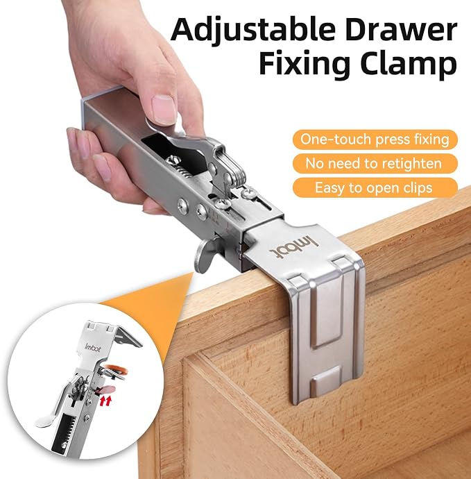 2 Pack Drawer Front Installation Clamps，Quick-Install Drawer Mounting Clips，Cabinet Installation Tool For Woodworking Cabinet Drawer Fronts Clamps, Adjustable Width 21 Mm - 50 Mm, With Batch Corners