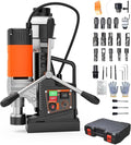 Magnetic Drill, 1850W 2" Boring Diameter, 2922Lbf Power Portable Magnetic, 810 PRM, Variable Speed with Reversible，with 10Pcs Drill Bits 3Pcs Twist Drill and 1Pcs Plastic Box for Metal Surface