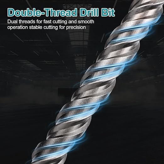 1/4 Inch x 10 Inch SDS Plus Rotary Hammer Drill Bit, Cross Tip Double Threaded Carbide Tipped for Concrete, Brick, and Stone (1/4" x 7.5" x 10")