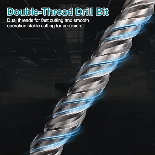 1/2 Inch x 6 Inch SDS Plus Rotary Hammer Drill Bit, Cross Tip Double Threaded Carbide Tipped for Concrete, Brick, and Stone (1/2" x 3.5" x 6")