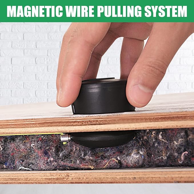 Zezzo Magnetic Wiremag Puller,Wire Puller Tool,Fish Tape Wire Pulling System,Wire Cable Wire Fishing Tools Coaxial Electrical Fish Tape Pull Push Kit Behind Indoor Home Office Outdoor Garden Walls