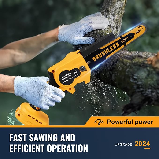 Cordless Mini Chainsaw 8 Inch for Dewalt 20V MAX Battery Powered (NO Battery), Electric Chainsaw, Cordless Hand Chainsaw, Portable Small Rechargeable Pruning Chain Saw for Wood Cut Tree Trimming