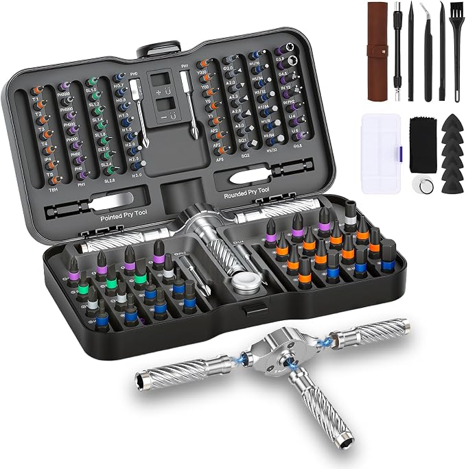 115 in 1 Ratchet Screwdriver Set, Magnetic Screwdriver sets, Multi Bit Free Combination Ratchet Screwdriver Set Portable Repair Tool Kit for Furniture, Computer, Bicycle and DIY