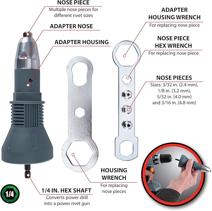 Performance Tool W9069 Rivet Gun Drill Adapter