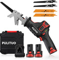PULITUO Reciprocating Saw Cordless, Power Reciprocating Saws Compact Design，Including 2pcs 2000mAh Li-Ion battery, 1-Hour Fast Charger, Clamp Jaw, 4pcs of Saw Blades for Wood/Metal/PVC