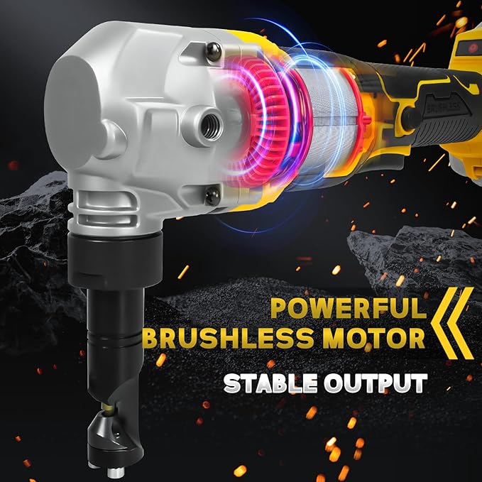 Cordless Metal Nibbler for DeWalt 20V Battery, Brushless Nibbler Metal Cutter with 3 Speed, Electric Nibbler Steel Cutter for Stainless Steel, Aluminium, 30000RPM, Dusty Bags, 2 Blades(No battery)