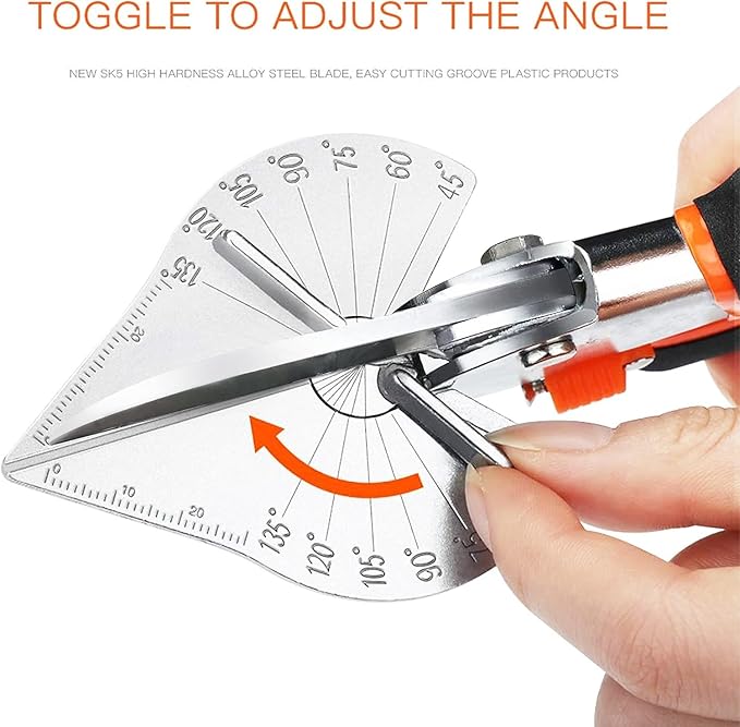 GARTOL Miter Shears, 45°-135° Adjustable Angle Cutter for Shoe Moulding, Quarter Round and PVC, SK5 Steel Trim Scissors (Tool Only)