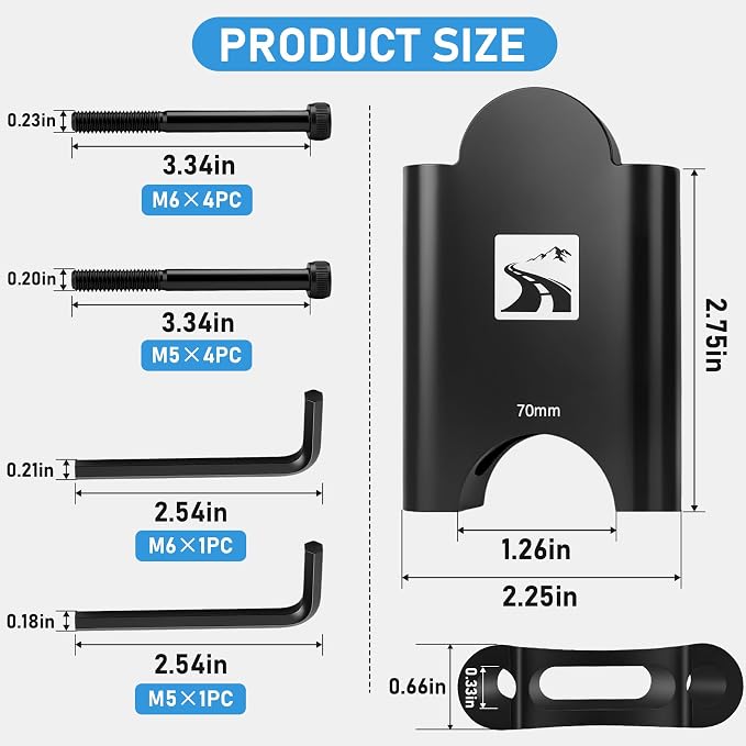 Aerobar Riser Kit Compatible with Profile Design Aero Bars, 70mm Height Adjustment for More Comfortable Aero Position, 31.8mm Clamp Fits Sonic Ergo, Supersonic, T+, J Series & Subsonic