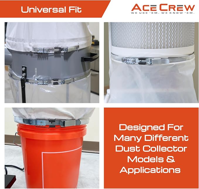AceCrew Dust Collector Band Clamp One-Size-Fits-Most 11-1/2" to 51" Hose Clamp Stainless Steel Dust Strap (X-LARGE (11-1/2" to 51"))