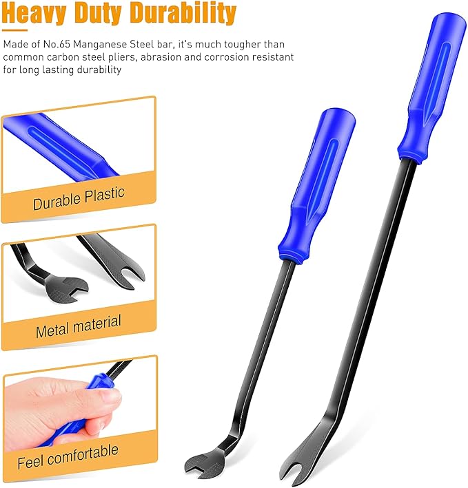 GOOACC Auto Trim Removal Tool Set 3Pcs No Scratch Pry Tool Kit with Storage Bag for Car Body Clips Door Panel Car Clips Dashboard Repair Blue
