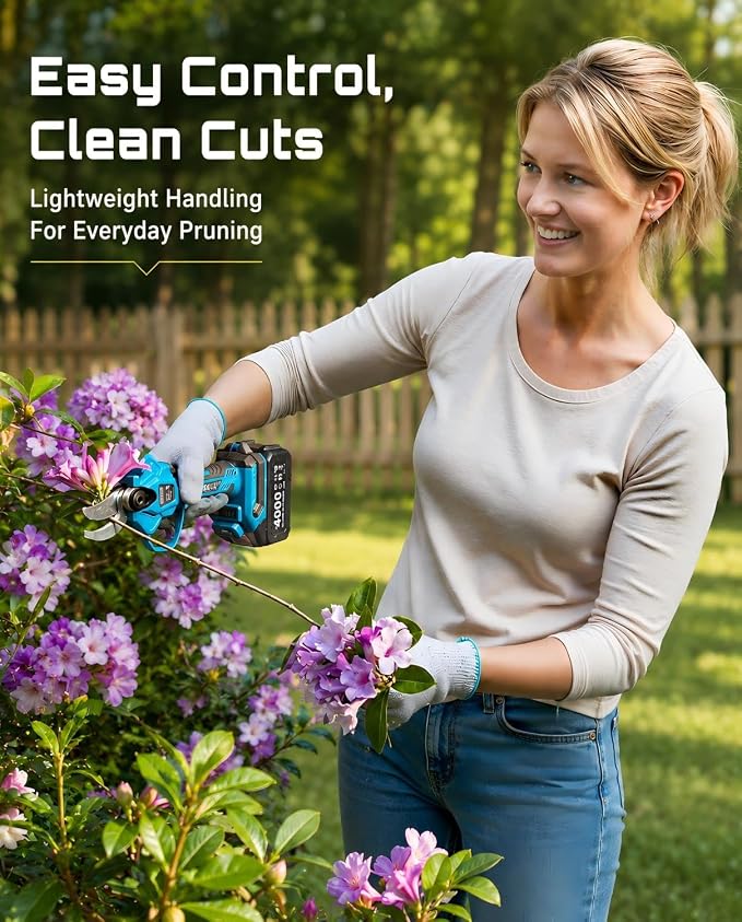SEESII 2-in-1 Pole Pruning Shears: 1.6" Cutting Diameter Cordless Electric Pole Pruners - Brushless Motor, Dual 4.0Ah Batteries, Extra SK5 Blade, 4 Modes Adjustable Branches Cutter for Tree & Flower