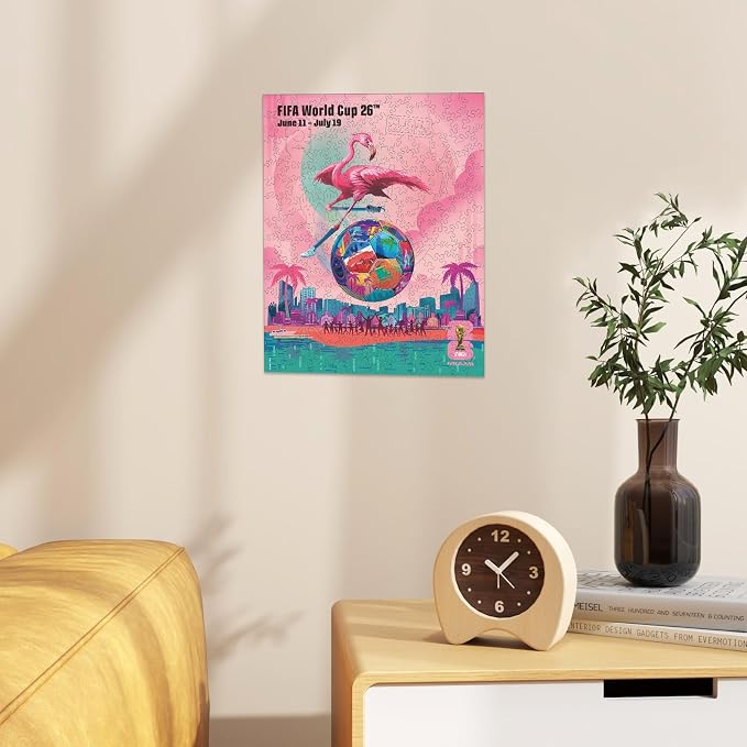 FIFA World Cup 2026 City Puzzle Miami Poster - Wooden Puzzle for Adult, 200 Pieces Unique Shape Puzzle, 5MM Thick, Creative Collectible Gift for Fans, Officially Licensed Product, 9.3x11.8''