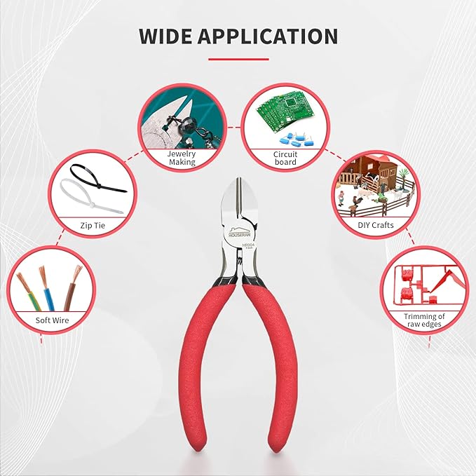 5 inch Wire Cutters, 5 Pack, Diagonal Cutters, Side Wire Snips | Small Diagonal Cutters with Spring Loaded, Diagonal Cutting Pliers for Crafts, Jewelry Making
