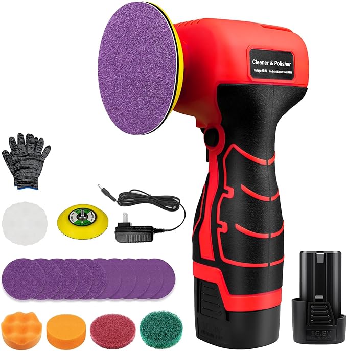 Cordless Sander, 3" Palm Sander with 16.8V 3.0Ah Li-ion Battery, 3500RPM Mini Polisher, 19 Accessories Sanders Tool for Sanding/Polishing/Waxing/Cleaning