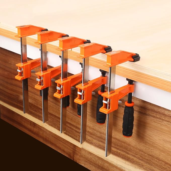 5 Pack 6 Inch Bar Clamp Set - Premium Steel F Clamp, 300 lbs Load Limited Bar Clamps, Medium Duty F-Clamp, Ideal for Woodworking and DIY Projects