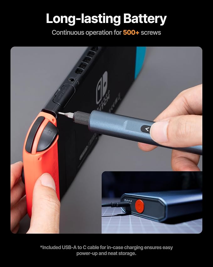 xTool Selected Mini Electric Screwdriver, 52-in-1 Precision Screwdriver Set Electric 400RPM 5 Torque Settings, 48 Drill Bits, Pry Bar, Led, Tweezers, Electric Precision Screwdriver Kit for Pc Building