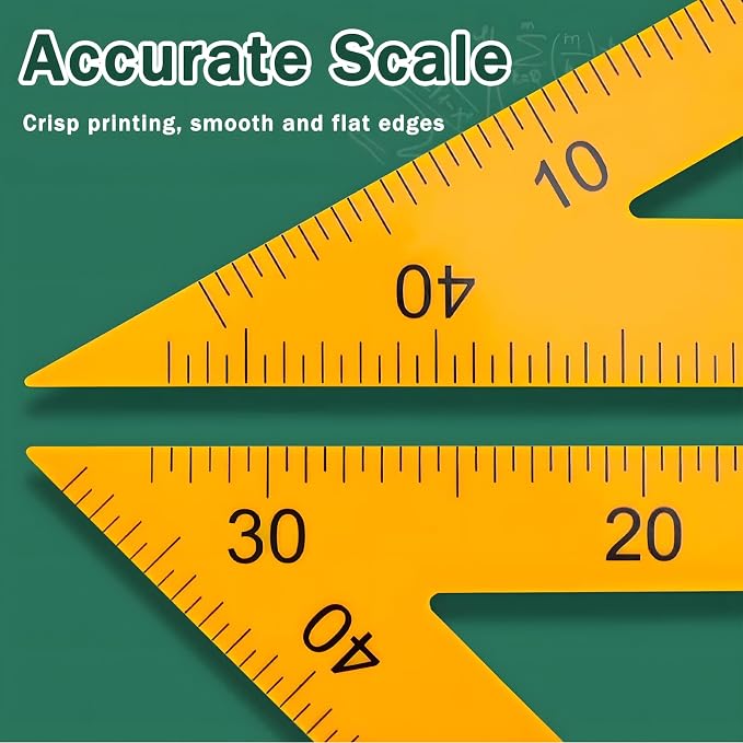 Magnetic Teaching Ruler Set with Multi-Functional Geometry Tools Durable ABS Plastic for Whiteboard Classroom Projects Student Teacher Math Supplies (Yellow 3pcs)