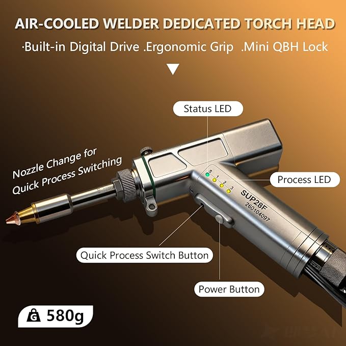 4-in-1 Laser Welding Machine 1200W Built-in Wire Feeder Portable Air-Cooled Fiber Laser Welder/Cleaner/Cutter/Tack Welding/Weld Seam Cleaning for Metal 220V Industrial Welder | Home DIY