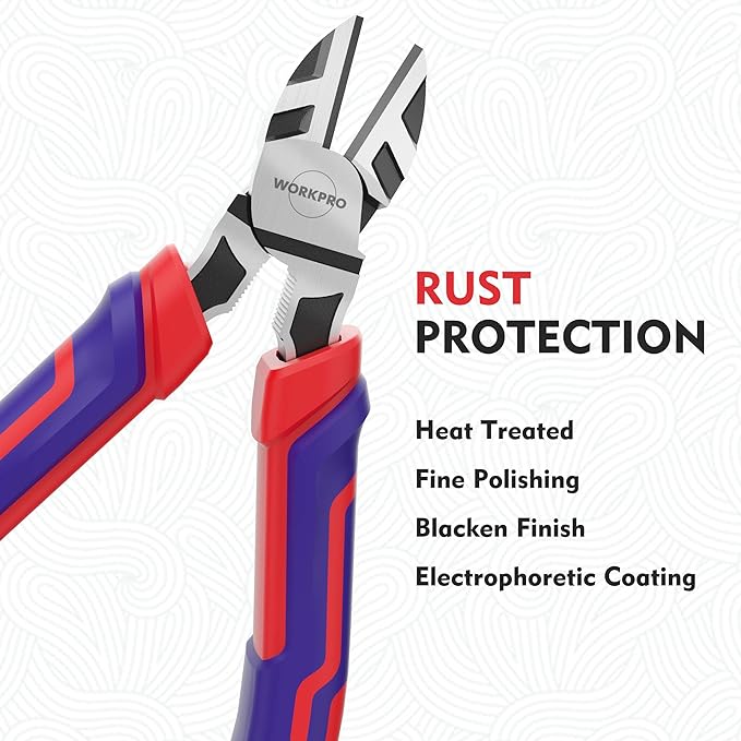 WORKPRO 6” Wire Cutters Heavy Duty CRV Steel, Diagonal Pliers for Cutting Wires Craft, Comfort Grip Handle