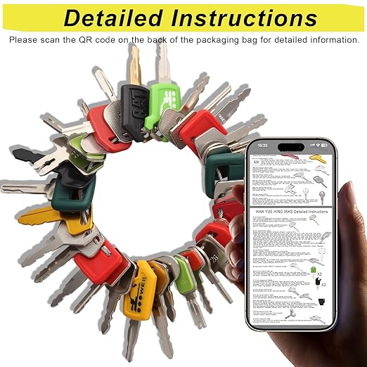 Multi Type Heavy Equipment Master Keys, 35 Contractor Excavator Dozer Skid Steer Loader Forklift Roller Operators Keys Fit Case JCB Kubota Komatsu CAT JLG Hyster Hitachi JD Yanmar Caterpillar