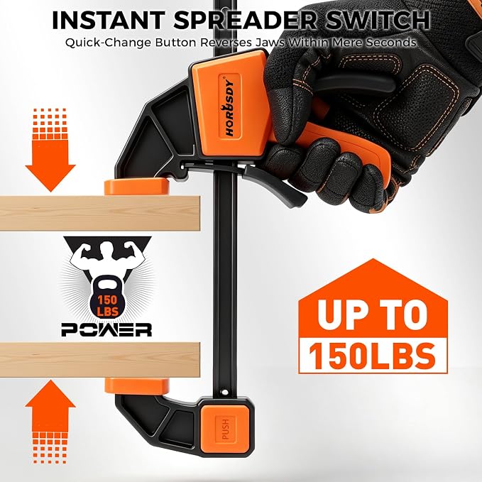 3-Pack Wood Clamps for Woodworking, 2-Piece 12" Bar Clamps with Clamp Connector, Quick-Release Wood Clamps with 150 LBS Load Limit, Wood Clamp Set for Woodworking, Gluing & DIY Projects