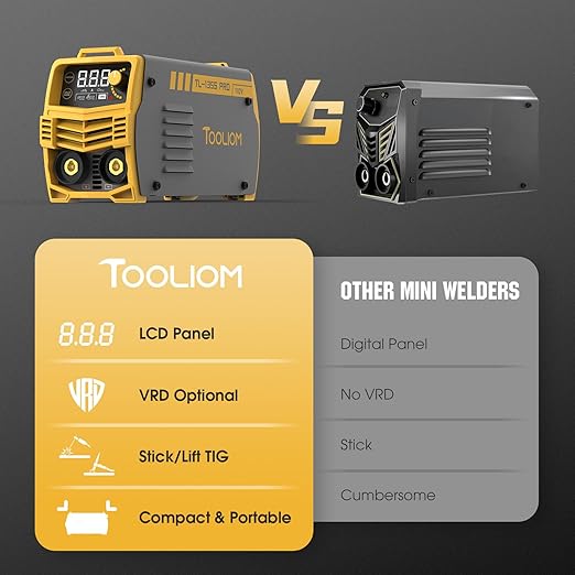 TOOLIOM 135A Stick/Lift TIG Welder 110V MMA ARC Welder Machine with Lift TIG Torch with LCD Display Portable Welding Machine