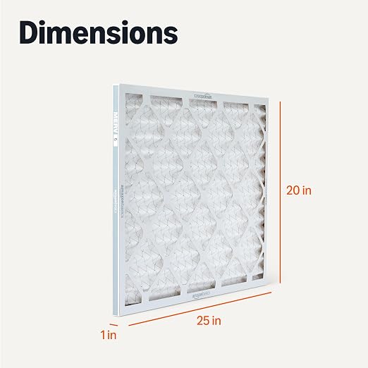 Amazon Basics MERV 5 AC Furnace Air Filter, 20x25x1 inches, 6-Pack (Actual size: 19.75" x 24.75" x 0.75")