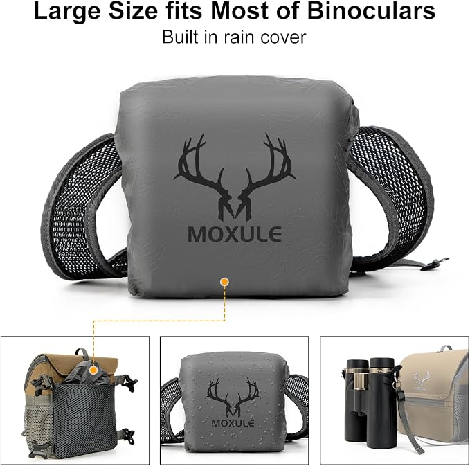 Binocular Harness Chest Pack: Bino Case, Magnetic Lid, Rain Cover | Silent one-hand access, water-resistant fabric, MOLLE webbing for hunting, birdwatching and hiking